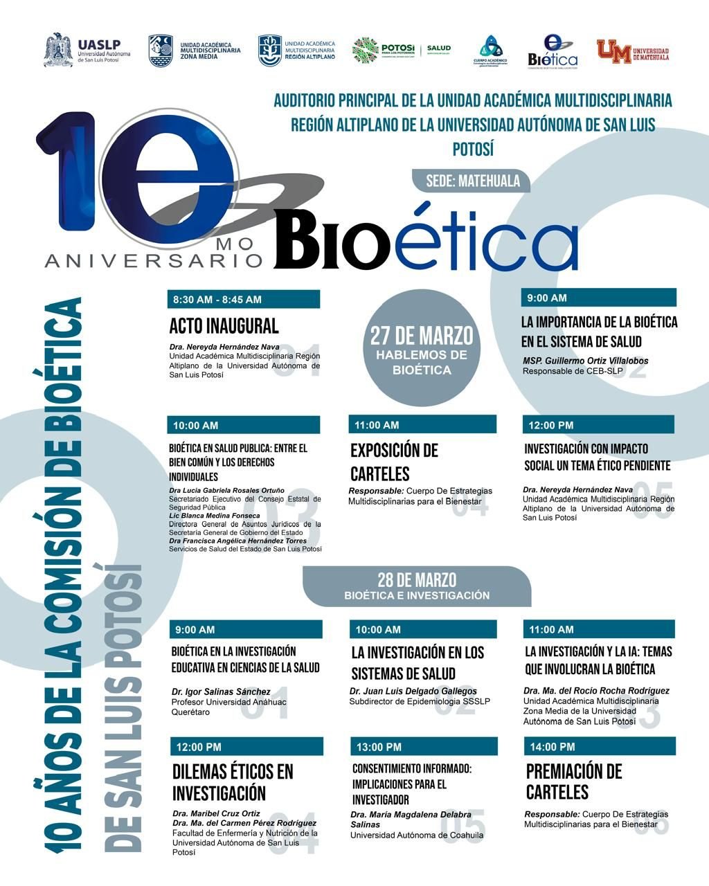 INVITA SERVICIOS DE SALUD A LAS JORNADAS DE BIOÉTICA EN LA UASLP CAMPUS MATEHUALA