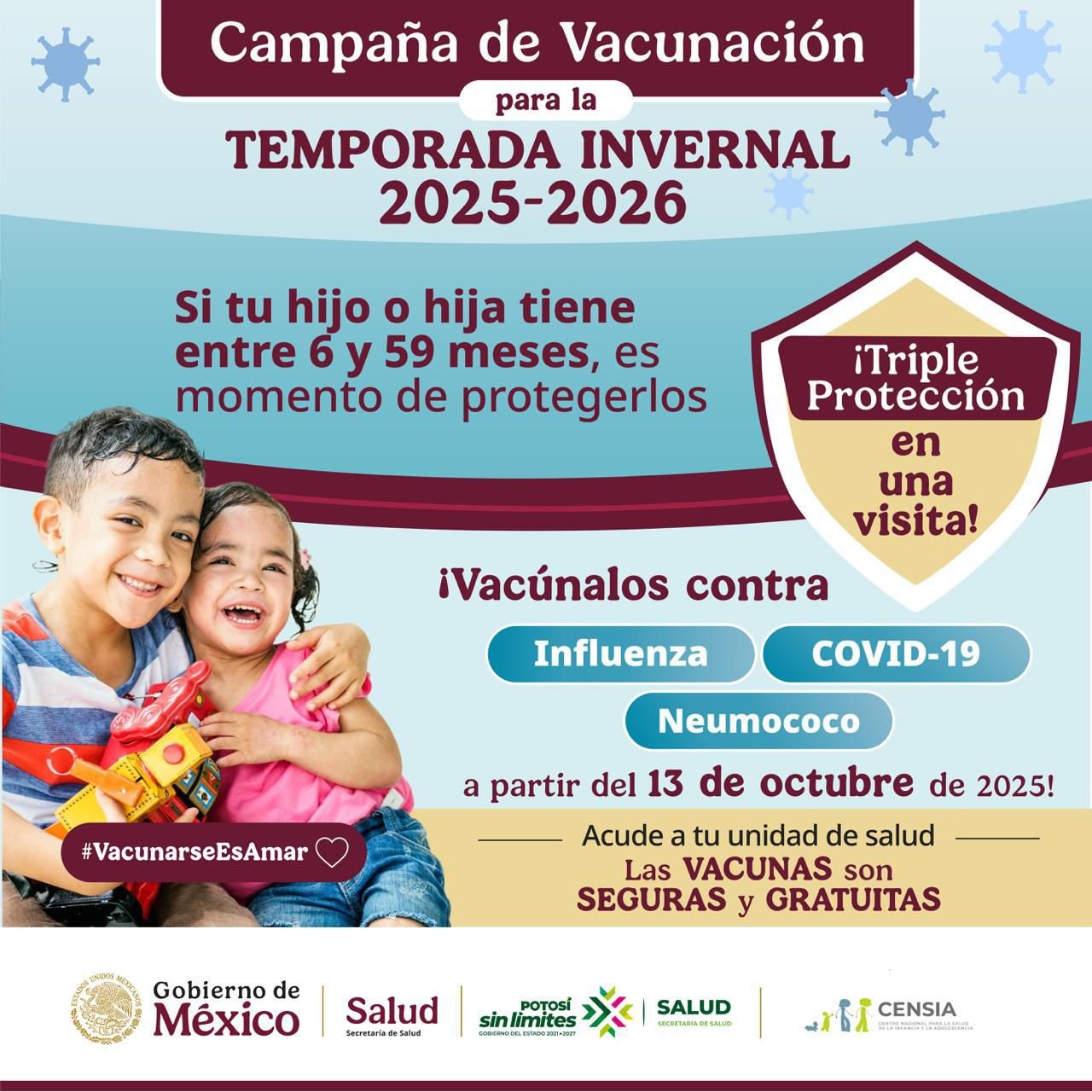 PARA UNA SALUD SIN LÍMITES, VACÚNATE CONTRA INFLUENZA, COVID-19 Y NEUMOCOCO