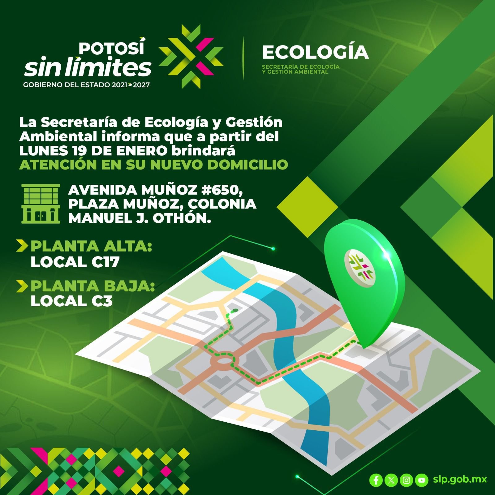 SEGAM CAMBIA DE OFICINAS A PARTIR DEL 19 DE ENERO PARA BRINDAR MEJOR ATENCIÓN