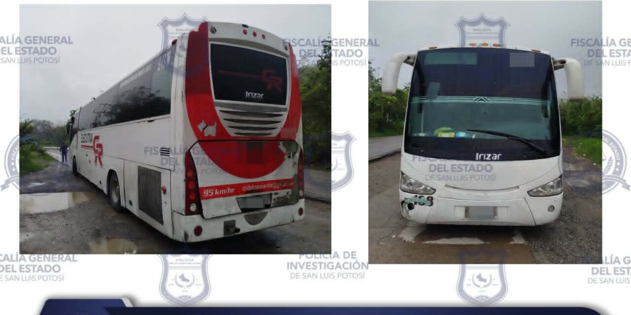 ASEGURA LA POLICÍA DE FGESLP UN AUTOBÚS CON ALTERACIONES EN NÚMEROS DE IDENTIFICACIÓN EN TAMAZUNCHALE