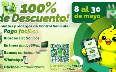 ESTADO BRINDA 100 POR CIENTO DE DESCUENTO EN MULTAS Y RECARGOS DE CONTROL VEHICULAR