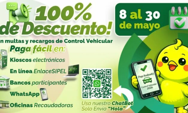 ESTADO BRINDA 100 POR CIENTO DE DESCUENTO EN MULTAS Y RECARGOS DE CONTROL VEHICULAR