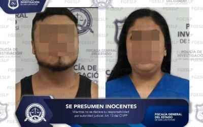 FISCALÍA POTOSINA DETIENE A PAREJA EN POSESIÓN DE ESTUPEFACIENTES