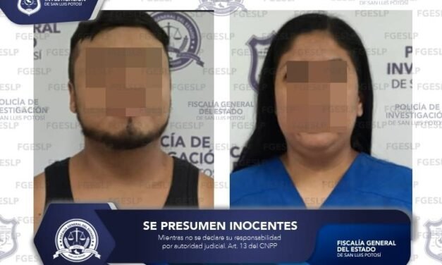 FISCALÍA POTOSINA DETIENE A PAREJA EN POSESIÓN DE ESTUPEFACIENTES