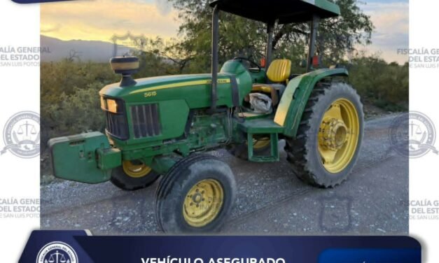 POLICÍA DE INVESTIGACIÓN POTOSINA ASEGURA TRACTOR EN VANEGAS