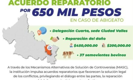 FGESLP LOGRA ACUERDO REPARATORIO POR 650 MIL PESOS EN CASO DE ABIGEATO