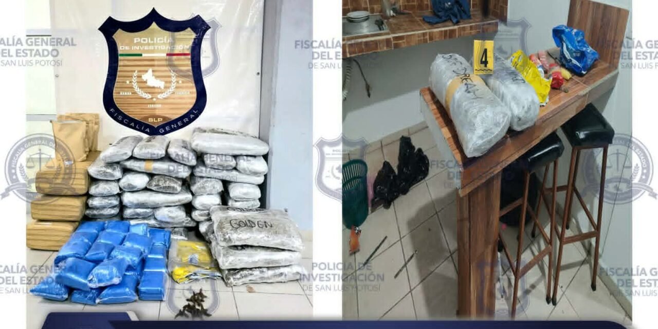 FISCALÍA POTOSINA ASEGURA PAQUETES CON PRESUNTA DROGA EN CATEO EN CIUDAD VALLES