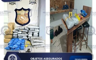 FISCALÍA POTOSINA ASEGURA PAQUETES CON PRESUNTA DROGA EN CATEO EN CIUDAD VALLES