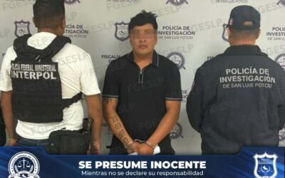 FISCALÍA POTOSINA E INTERPOL CAPTURAN A SUJETO BUSCADO POR HOMICIDIO EN ESTADOS UNIDOS